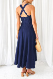 Women's Waist Cinched Suspender Mid Length Dress