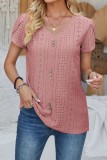 Sold Petal Sleeve V neck Eyelet Blouse