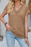Lace V neck Petal Sleeve Tops
