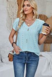 Sold Petal Sleeve V neck Eyelet Blouse