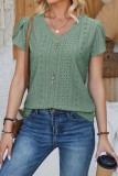 Sold Petal Sleeve V neck Eyelet Blouse