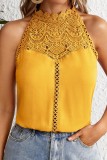 Lace Mock Neck Chic Sleeveless Halter Top
