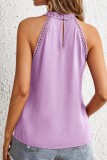 Lace Mock Neck Chic Sleeveless Halter Top