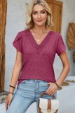 Lace V neck Petal Sleeve Tops