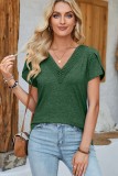 Lace V neck Petal Sleeve Tops