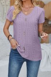 Sold Petal Sleeve V neck Eyelet Blouse
