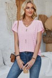 Sold Petal Sleeve V neck Eyelet Blouse