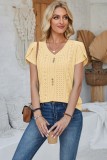 Sold Petal Sleeve V neck Eyelet Blouse