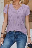 Sold Petal Sleeve V neck Eyelet Blouse