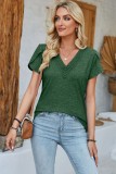 Lace V neck Petal Sleeve Tops