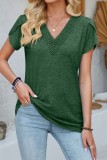 Lace V neck Petal Sleeve Tops
