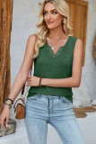 V neck Solid Loose Fit Tank Tops