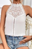 Lace Mock Neck Chic Sleeveless Halter Top