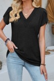 Lace V neck Petal Sleeve Tops