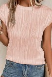 Wavy Textured Cap Sleeve Top
