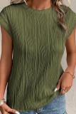 Wavy Textured Cap Sleeve Top