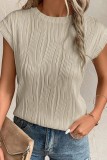 Wavy Textured Cap Sleeve Top