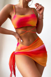 Tie Dyed Bikini Swimsuit Women's Three Piece Set