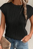 Wavy Textured Cap Sleeve Top