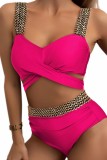 Crisscross Wrap High Waisted Tie Back Two Piece Swimsuits