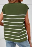 Cap Sleeve Crewneck Striped Knit Tops