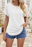 Eyelet Crewneck Csual Loose Fit Tops