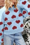 Valentines Day Heart Pattern Lantern Sleeve Sweater