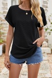 Eyelet Crewneck Csual Loose Fit Tops