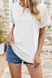 Eyelet Crewneck Csual Loose Fit Tops