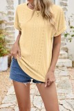Eyelet Crewneck Csual Loose Fit Tops