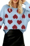 Valentines Day Heart Pattern Lantern Sleeve Sweater