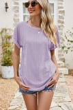 Eyelet Crewneck Csual Loose Fit Tops