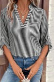 Striped V neck Long Sleeve Shirt