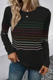 Colorful Striped Print Long Sleeve Top