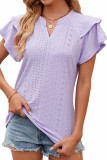 Eyelet Butterfly Sleeve Summer Top for Women