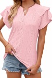 Eyelet Butterfly Sleeve Summer Top for Women