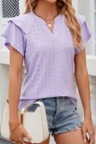 Eyelet Butterfly Sleeve Summer Top for Women