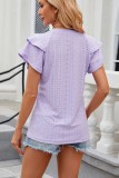 Eyelet Butterfly Sleeve Summer Top for Women