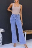 Wide Leg High Waisted Stretchy Straight Leg Jeans