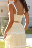 2 Piece Wave Sleeveless Tank Top And Maxi Skirts Set