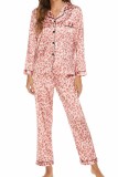 2 Piece Button Front Sleepwear Pants Set Loungewear