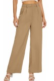 High Elastic Waisted Wide Leg Long Straight Suit Pants