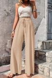 Summer Versatile Bubble Plaid Wide Leg Pants