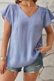 Petal Sleeve V Neck T Shirt