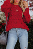 Wool Ball Knit Loose Long Sleeve Pullover Sweater