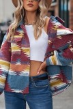 Lapel Pocket Button Woolen Jacket For Women