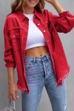 Rugged And Torn Denim Jacket For Women In Autumn