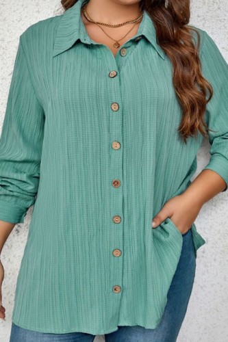 Women's Round Neck Pleated Long Sleeve Top