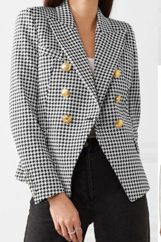Qianniao Grid Suit Short Double Breasted Jacket