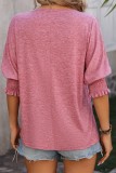 V neck Smocked Sleeve Loose Fit Tops